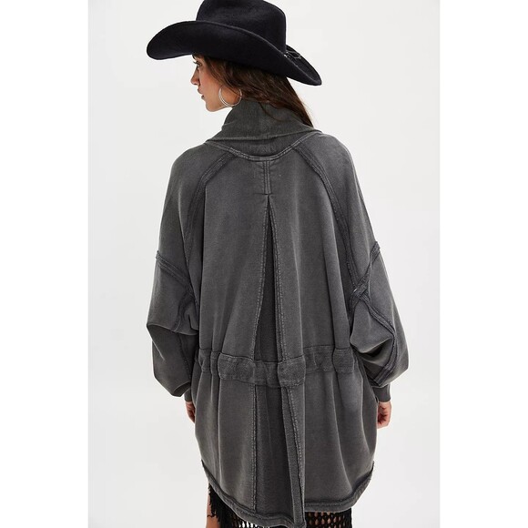 Free People Boothbay Sweatshirt Jacket Cardi Top Ventilated Oversized XL 283625 - Picture 3 of 8